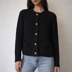 Tuckernuck Hyacinth House Black Colette Cable Knit Cardigan Size XS